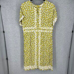 Boden Esmeralda Midi Dress Size 16R Yellow White Black Modest Summer Casual EUC